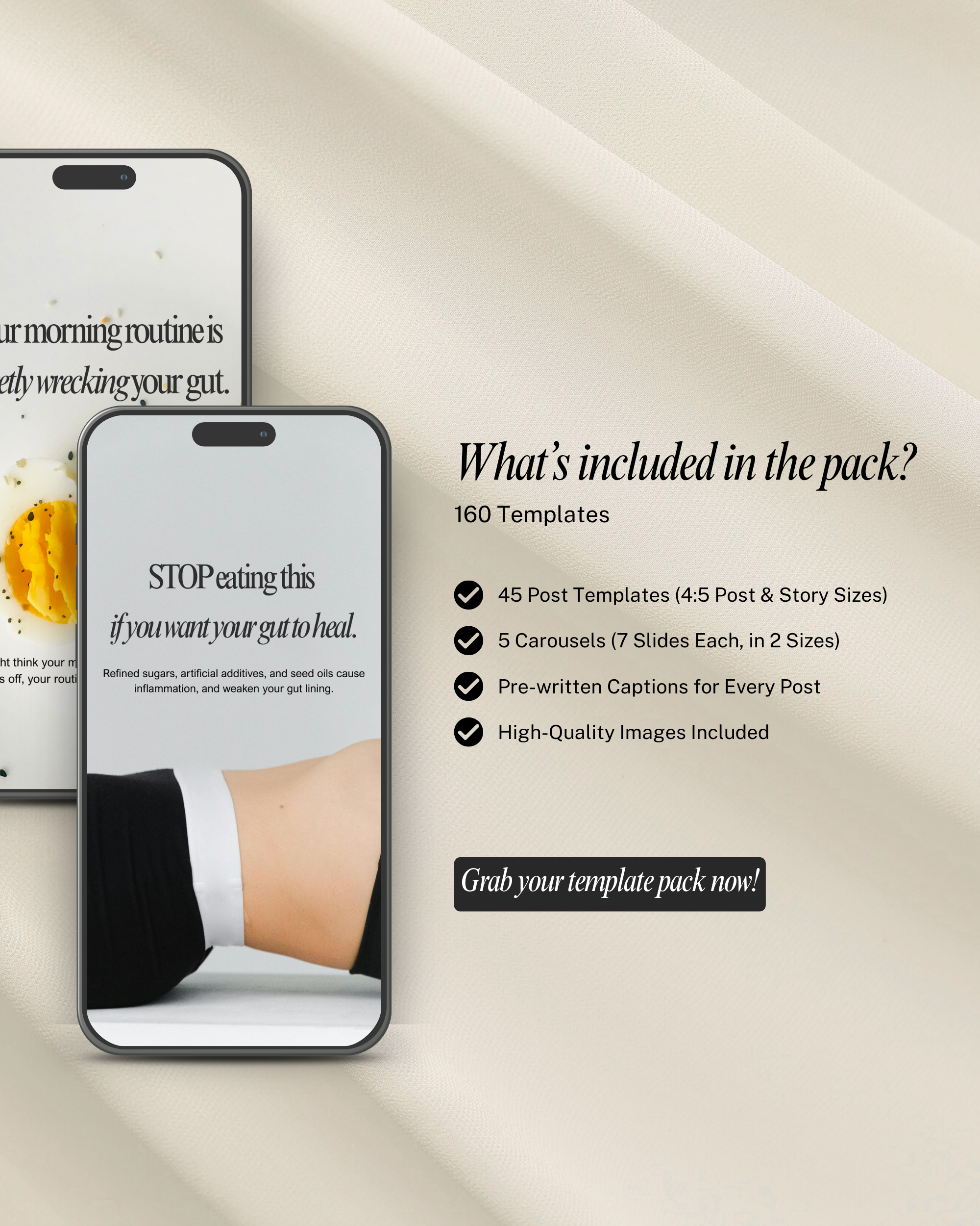 Gut Health Instagram Canva Template Pack