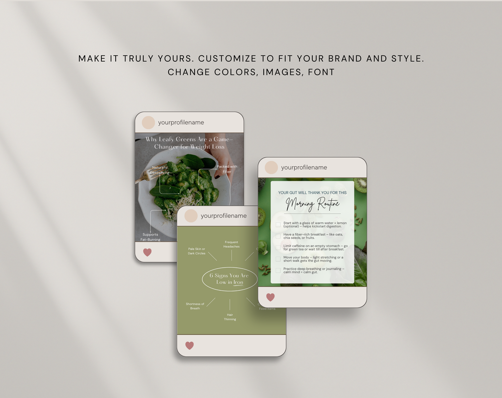 Nutrition Instagram Canva Template | 3 Day Mini Content Pack