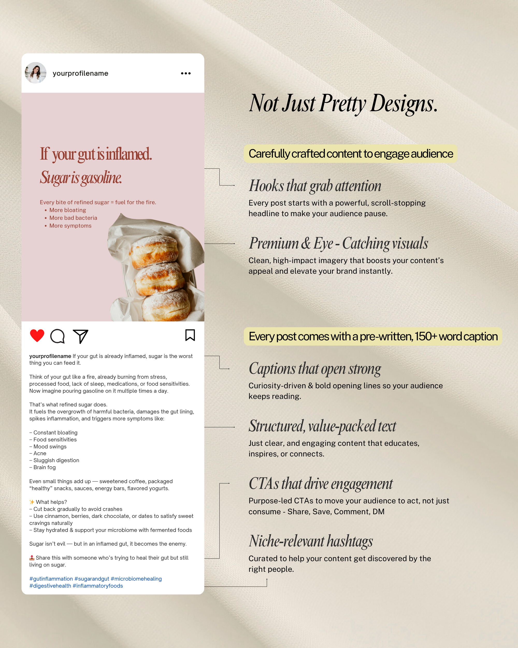 Gut Health Instagram Canva Template Pack