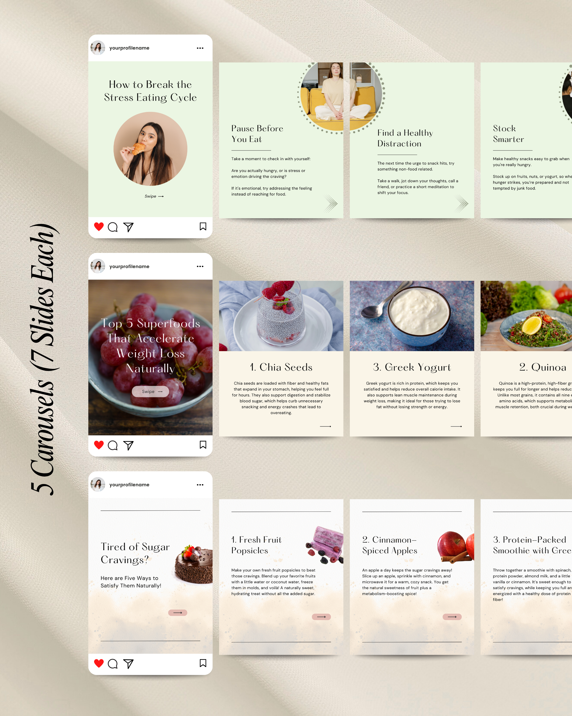 Nutrition Instagram Canva Template | 30 Day Content Pack
